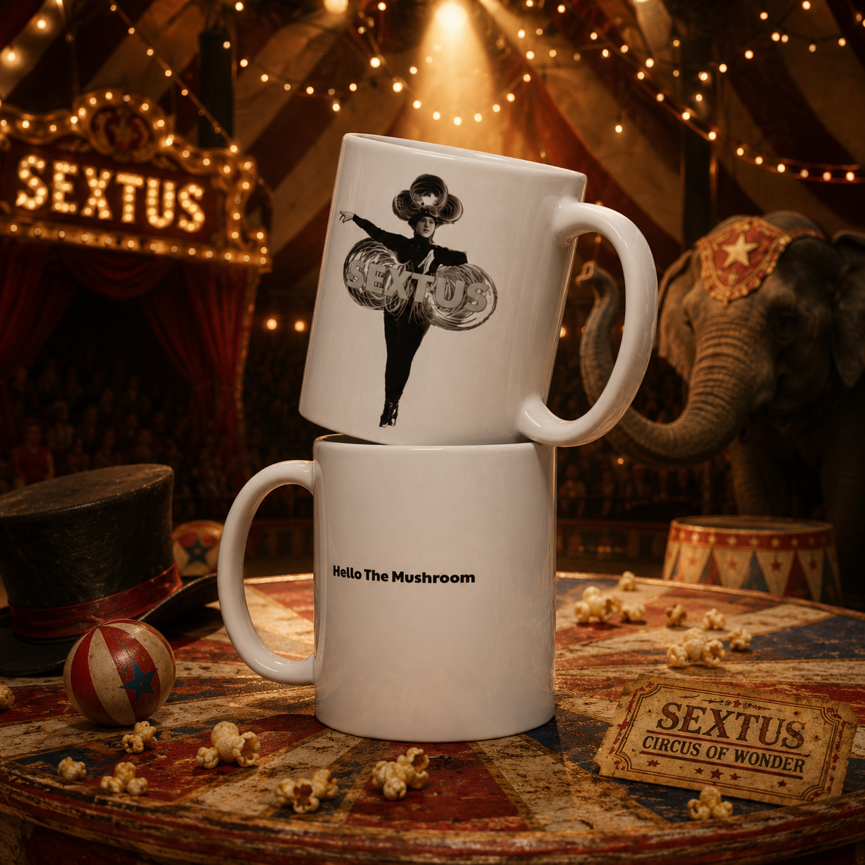 White glossy Sextus mug